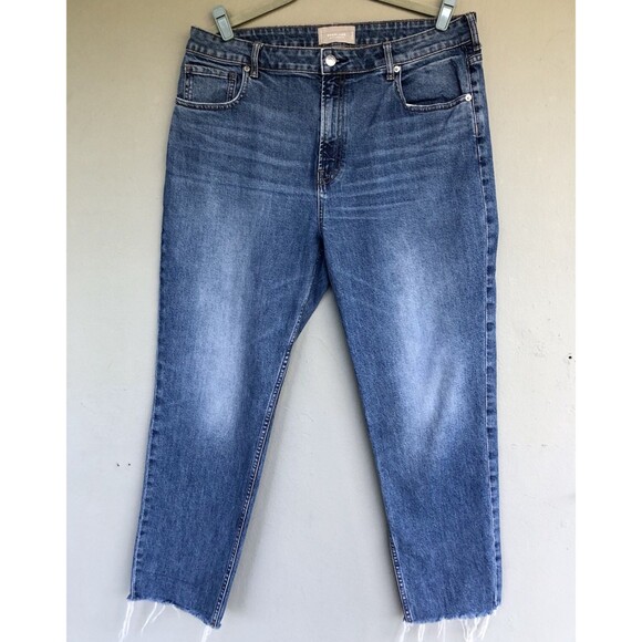 Everlane Jeans Women 33 Curvy Cheeky Ankle High Rise Raw Hem Distressed Boho - Picture 2 of 16